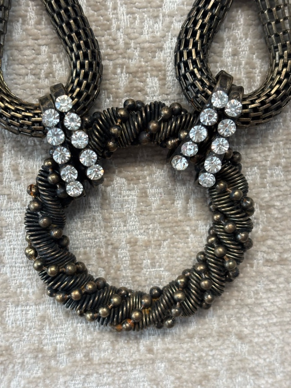 Rhinestone Accented Dark Metal Statement Necklace - Picture 2 of 5